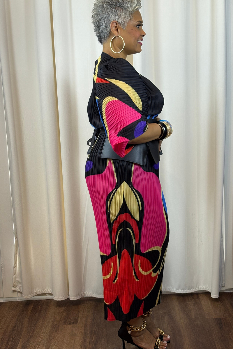 "The Swirl Desire" Multi-Color, Puff Sleeve Maxi