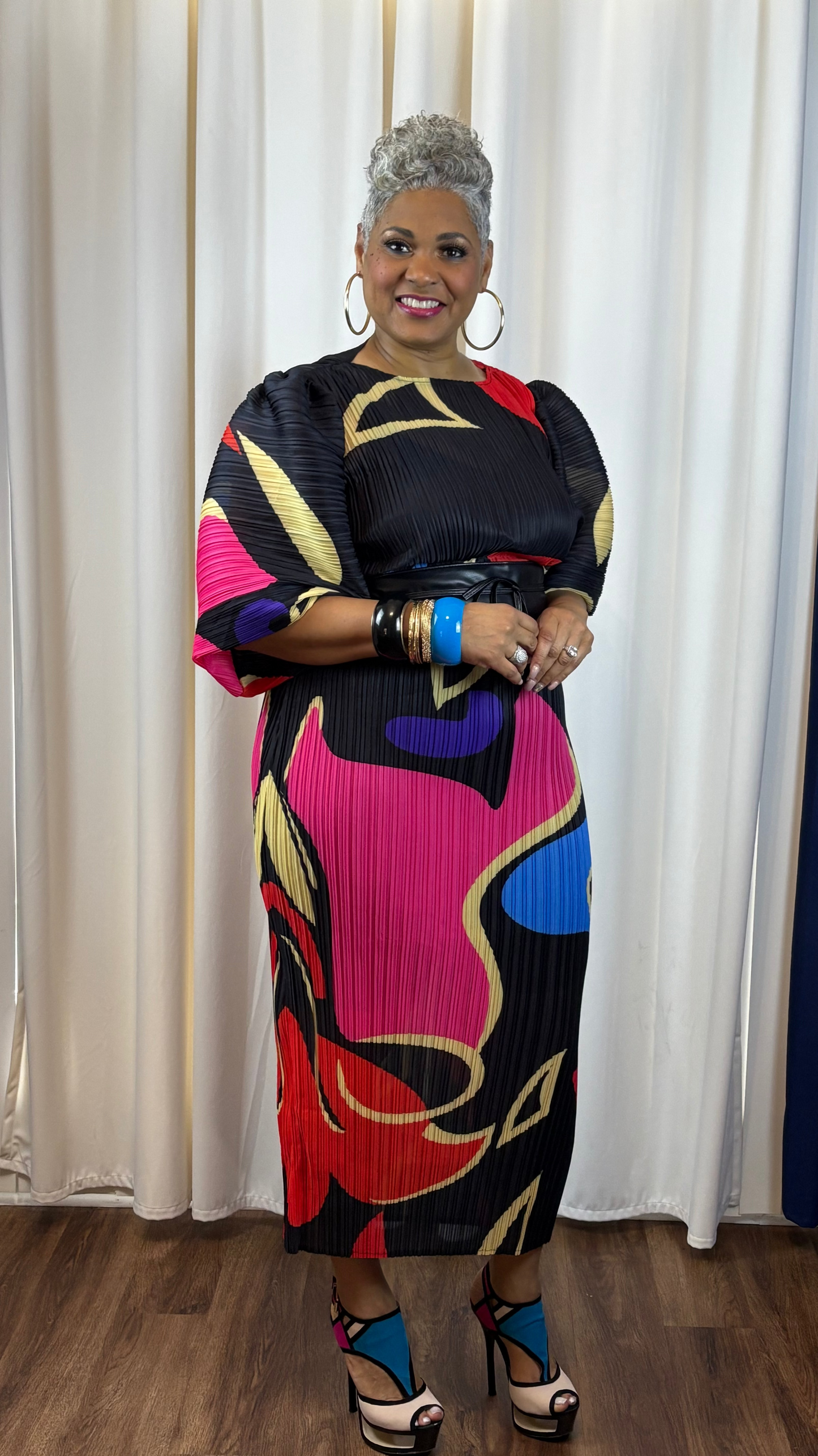 "The Swirl Desire" Multi-Color, Puff Sleeve Maxi