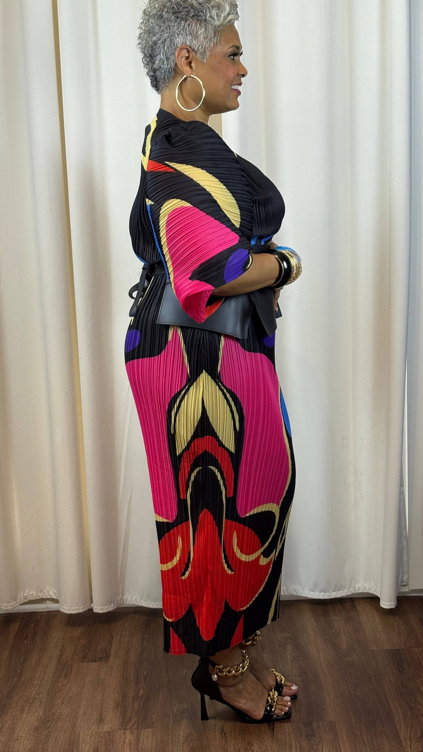 "The Swirl Desire" Multi-Color, Puff Sleeve Maxi