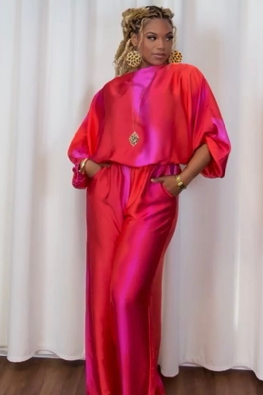 "A Twist Of Ombre" / Fushia Pink & Orange 2 Pc Set