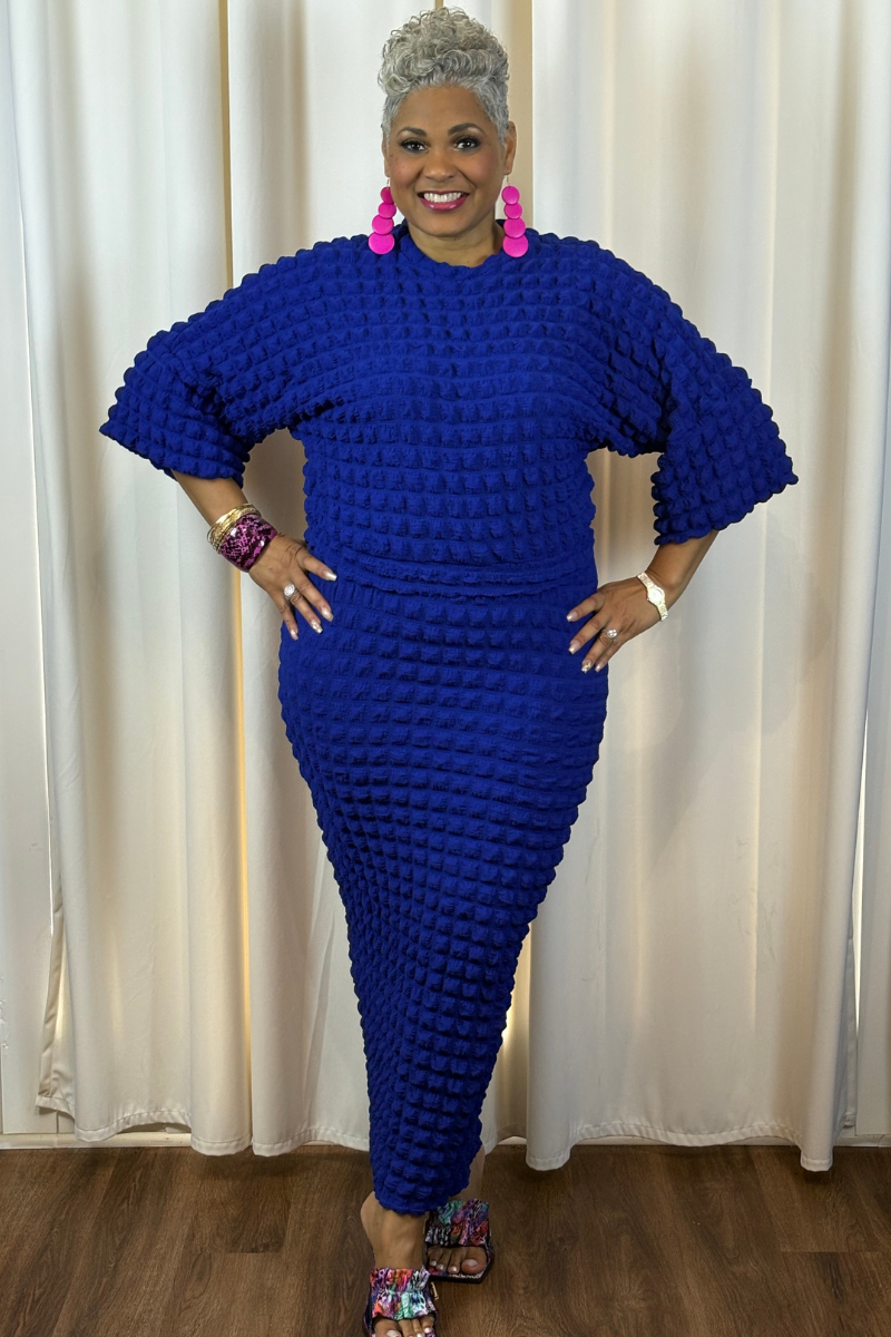 "Blue Crush" 2 Pc Textured Skirt Set
