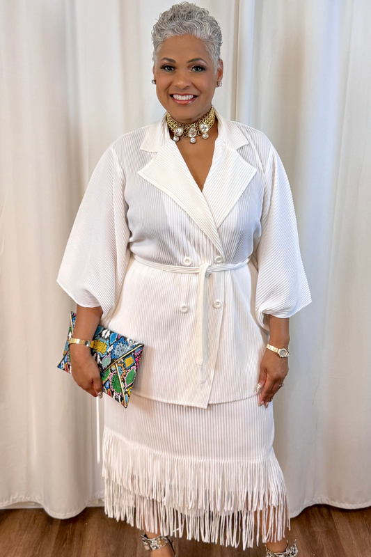 "Lady Luxury" Ivory Blouse & Skirt