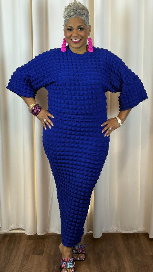 "Blue Crush" 2 Pc Textured Skirt Set
